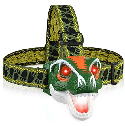 Headlamp LED Headlight T-Rex Head Torch Dinosaur Toys LED Headlamp Flashlight for Kids Realistic Dino Roar Sounds 3 Modes Helmet Light for Reading Running Camping Hiking Fishing
