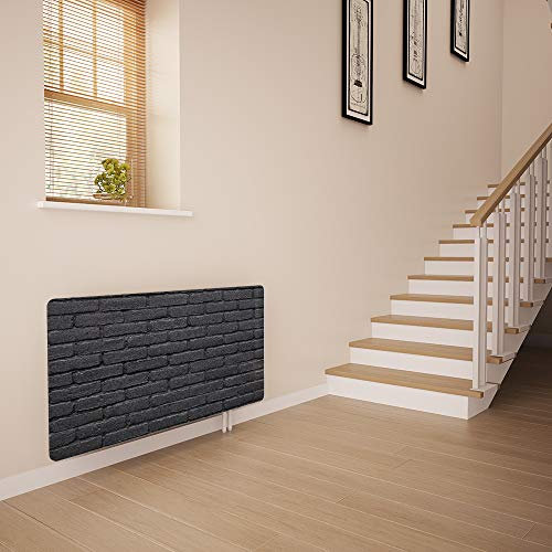 Glass Radiator Cover Printed - Black Brick - Made by Premier Range in 820mm Wide x 640mm High