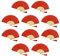 FANSOF.FANS Pack of 10 Silk Fabric Fan with a Tassel Grade A Bamboo Ribs Wedding Party Favour Handheld Fan (Red)
