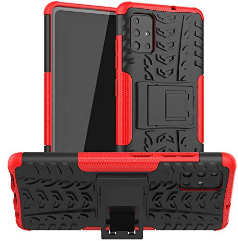 Oudoor Hülle Kompatibel mit Samsung Galaxy A51 | Case Panzer Hülle Cover Schutzhülle Etui Bumper | Rot