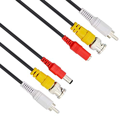 BNC, RCA, DC Cable de CCTV, Cable de alimentación de Audio y vídeo, Alambre coaxial para cámara de Seguridad, DVR, CCTV, Conectores (2X BNC Hembra, 2X RCA Macho, 2X DC 2.1mm Macho a Hembra) 5m