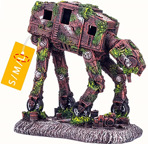 CREOMG Aquarium-Dekoration, Multi-Design optional, Kunstharz-Ornament, kreatives Betta-Fischversteck für Aquarium-Dekorationen, Heimdekoration, Roboterhund, Holzhaus, Hobbit, Tonneau oder mehr