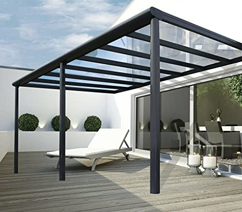 VITRO Terrassenüberdachung Polycarbonat 3x3m Anthrazit