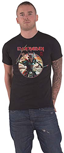 Iron Maiden T Shirt Senjutsu Eddie Warrior Circle Logo Official Mens Black L