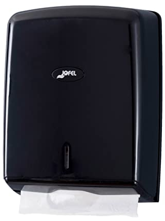 Jofel - Dispensador de Papel de Manos, Toallas Faciales, Dispensador de Papel Secamanos de Pared, hasta 600 Toallitas Zig-Zag, Higiénico, Carcasa ABS, Valor AH37600-MT, Negro Mate