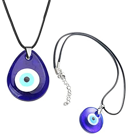 Manqyi 2 Stück Evil Eye Halskette, Böses Auge Halskette, Türkische Blaues Glasauge Anhänger, Halskette für Damen Herren, Evil Eye Charm Anhänger Halskette, Evil Eye Nazar Boncuk, für Damen Herren