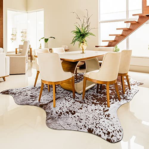 Easycozy Teppich aus Rindsleder, großer Kuhdruck, 15 x 180 cm, verdickt, elastisch, Rindsleder, Teppich für Schlafzimmer, Wohnzimmer, Zuhause, Büro, westliche Dekoration