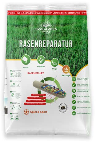 Rasenpellets Schnellkeimend für Sport und Spiel - Rasensamen für Robusten und Widerstandsfähigen Rasen - Rasensaat zur Ansaat und Nachsaat Spielrasen - Premium Schnell Wachsende Grassamen (10 kg)
