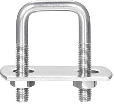 sourcing map Square U-Bolts, 3 Sets 22mm(0.87) Inner Width 45mm Length M6 304 Stainless Steel U Clamp Bolt with Nuts and Plates, for Boat Trailer