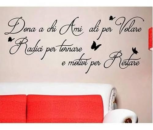 Scritte Adesivi Murali Frasi Italiano - Nero Frasi Farfalle Adesivo da Parete per DIY Casa Cucina Camera da Letto Adesive per Pareti Soggiorno Ufficio Decorazione Murale