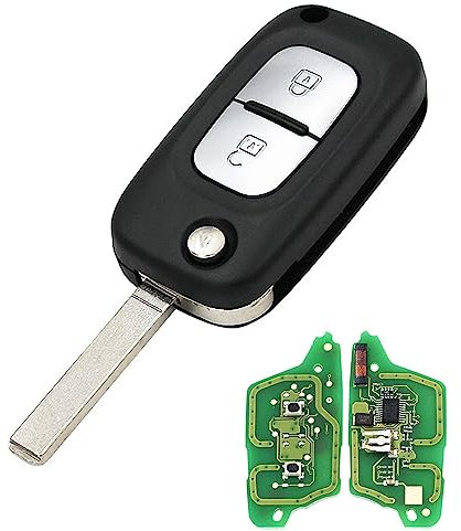 AULESSE 2 Boutons 433 MHz Coque de Clé Télécommande Pliable avec Puce PCF7961A ID46 pour Renault Clio III Clio 3 Kangoo Master Modus Twingo 2006-2016 Clé de Télécommande 7701210033