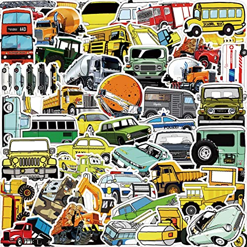 Fahrzeuge Aufkleber für Laptop(50 Stück),Geschenk für Kinder Teenager Erwachsene Jungen,Wasserdichte Trendy Aufkleber für Skateboard,Special Vehicles Vinyl Stickers für Auto Motorräder Fahrrad Bumper