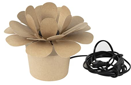 Décopatch HD075C - Lampe aus Pappmaché mit Kabel, 26cm, Kartonbraun, einfach zum Verzieren, 1 Stück, Lotus