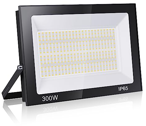 Paideste 300W LED Strahler Außen, Superhell 30000LM LED Fluter, 6000K Kaltweiß LED Scheiwerfer, IP65 Wasserfest Aussenstrahler, Außenstrahler für Hinterhof, Auffahrt, Türen, Garage, Flur, Garten