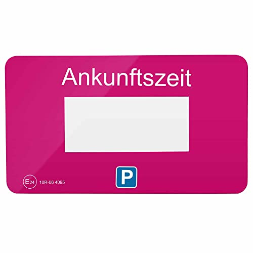 Parkwächter V1 Klebepads mit Parkscheiben-Folie für die elektronische Parkscheibe, 2 Stück, deutsch, pink