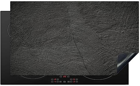 KitchenYeah© Protection Pour Plaque Induction de Deco Cuisine | 91x52 cm - Protégé Cache Cuisson Vitroceramique Béton - Noir - Industriel