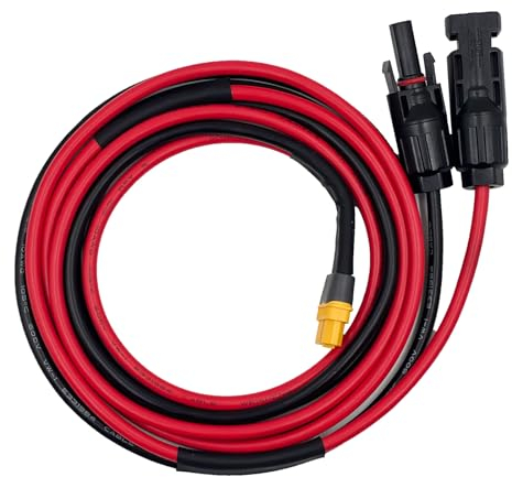 ZkeeShop Solarkabel 10AWG Kabel Solarstecker auf XT60 Adapter 6mm2 Kabel Solar Solarpanel Kompatibel für Ecoflow Bluetti Powerstation (1.5M)