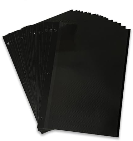 AIOR 30pcs Nachfüll Seiten für Leinen Fotoalben Selbstklebend 26x21cm (Schwarze Seite)