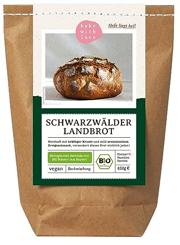 Bio Schwarzwälder Landbrot Brot Backmischung - Brotbackmischung für rustikales Brot - auch für Brotbackautomat geeignet - Bake with Love - (1er Pack)
