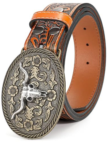 BELTROAD Western Leder Schnalle Gürtel für Männer Frauen Cowboy Cowgirl Herren Ledergürtel für Jeans Weihnachten Herrengürtel Geschenke