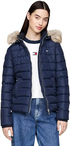 Tommy Jeans Donna Piumino Basic Hooded Down Jacket con Cappuccio, Blu (Dark Night Navy), M