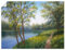 ARTLAND Wanddeko Poster & Kunstdrucke Wandposter 80x60 cm Querformat Landschaften Idyll Wald Bäume Fluss Natur Sommer Entspannung Ruhe U4TD