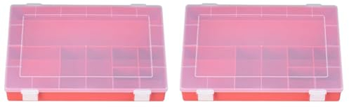 hünersdorff Sortimentskasten PP-Classic mit 8 Fächern | stabile Sortierbox für Schrauben und andere Kleinteile | feste Facheinteilung | 22,5 x 33,5 x 5,5 cm, rot (Packung mit 2)