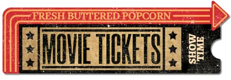 GLOBLELAND Kinotickets Unregelmäßig Retro Blechschild Kino Lustige Schilder Mit Sprüchen Vintage Metallschild Für Kino Einkaufszentrum Zuhause Restaurant Café Club Bar