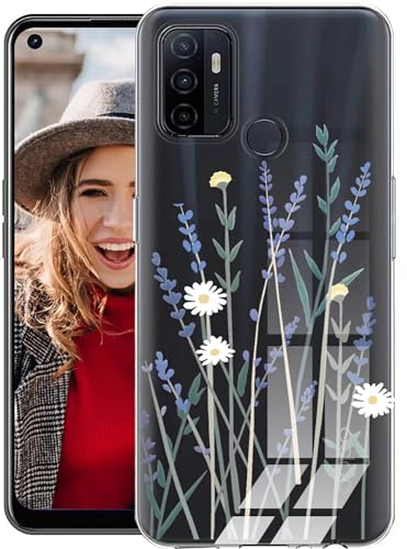 POUHYE Hülle für Oppo A53 4G / Oppo A53s 4G Handyhülle, Klare Flexible Silikon Stoßfest Cover, 1,5 mm Dicke Stoßdämpfung Oppo A53 4G / Oppo A53s 4G Schutzhülle [Nicht-Vergilbung] [Anti Slip] Lavendel
