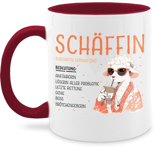 Tasse Tassen 325ml - Job & Beruf - Schäffin I Chefin Geschenk I Anführerin I Leiterin I Vorgesetzte I Lustig I Witzig I Weihnachten - 325 ml - Bordeauxrot - kaffeebecher sprüche arbeit schaf