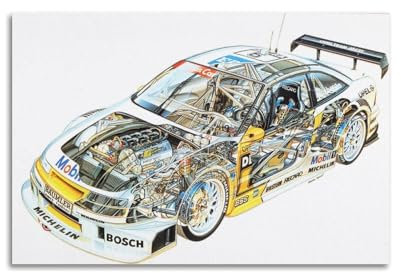 QLLS Klassisches Rennauto für Opel Calibra V6, Anatomie-Poster, dekorative Leinwand, Familienschlafzimmer, Kunstwerk, Bild, Gemälde, 30 x 45 cm