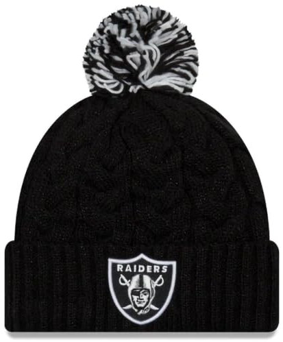 New Era Offizielle NFL Damen-Beanie-Mütze mit Zopfmuster, Einheitsgröße, Las Vegas Raiders, Schwarz, Einheitsgröße