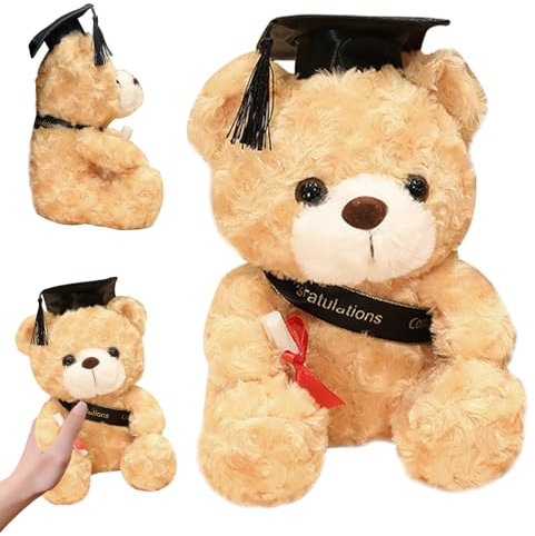 TZQFROCE Teddybär Plüschtier Abschluss Teddybär Bachelor Geschenk Abitur Geschenke Bestandene Prüfung Geschenk für Mädchen Jungen Abschluss Gratulation Schule - 23cm