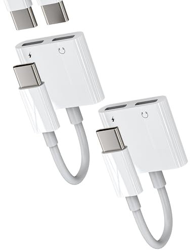 Adaptador Jack a USB C Auriculares(2Pack)DAC Tipo C Cable Auxiliar Coche Para Apple iPhone15 Pro Max Para iPad Mini6 Compatible con Samsung Type C Audio Cascos Accesorios Cargador Microfono Aux Dongle