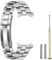 Juntan 20mm Watch Strap Stainless Steel, Metal Watch Band Curved End for Men Women, Screw in Silver Watch Bands Straps Replacement Bracelet Taper with Classic Buckle