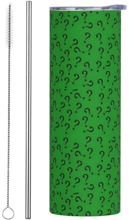 FUkker Reisebecher, 20 Unzen Edelstahl-Isolierbecher, Kaffeetasse, Autotasse, Reiseflasche,Fragezeichen in Grün