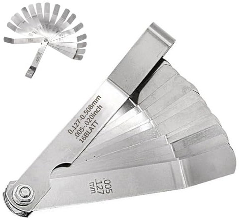Feeler Gauge, 16 Blades Valve Feeler Gauges Feeler Gauges Measuring Tool Stainless Steel Feeler Gauge for Measuring the Gap Width, Thickness, Spark Plugs
