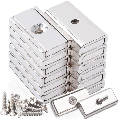 FPMYB 14 Stück Magnete Stark 30x13.5x5mm, Neodym Magnete Extra Stark Neodym Magnete mit Loch, Magnete Schrauben, Starke Magnete für Küchen, Badezimmer, Büros, Schule