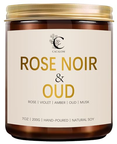 Scented Candles for Women, Jar Candles for Home, Aromatherapy Candle with Rose & Noir Oud,Soy Wax Candles,Long Burning Candles for Relaxing Ambiance,Ideal Gift for Women 7oz