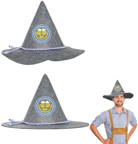 CHALA 2PCS Seppelhut Oktoberfest Hut Herren Oktoberfest Accessoires Bayrische Trachtenhut Herren Bayern Filzhut Oktoberfest Geschenke Bayernhut für Bier Festival München Mann Frau Kostüm Zubehör