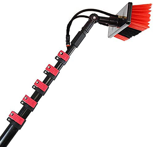 Water Fed Pole Kit, Outdoor Window Glass Cleaner Photovoltaic Solar Panel Cleaning System Washing Solution Scrubber Brush-20FT