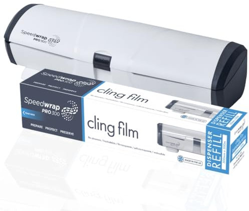PROWRAP Speedwrap Pro 300 Distributeur de haute qualité avec cutter avec film étirable, feuille d'aluminium ou kit de parchemin pour la cuisine | Comprend 1 rouleau | Solution d'emballage alimentaire