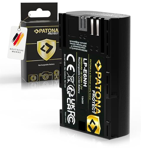 PATONA Protect LP-E6NH Batterie 2600mAh Compatible avec Canon EOS R5 R6 R6II R7 5D Mark II Mark III 5DS R 6D 7D 60D 60Da 70D 80D 90D R 5 6 7 60 70 80 90 D WFT-E5 WFT-E7 XC10 XC15 LPE6NH LP-E6