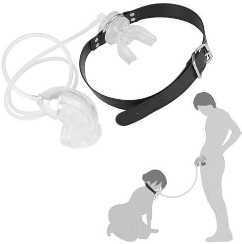 BDSMLOVE Silikon Peniskäfig mit Knebel Mund extrem,Chastity Cage mit Harnkatheter,Urin trinken Keuschheitskäfig BDSMs Spielzeug extrem Sklavin erotisches Sexspielzeug für Paare extrem (Transparent)