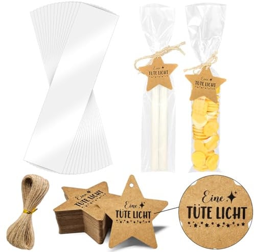 100 Stück Kerzentüten, Kerze Verpackung 28x6.2cm,Cellophantüten Kerzen,Kerzen Tüten Durchsichtig,Kerzenverpackungen Stabkerzen,Tüten für Kerzen Folie,für Weihnachten,Geschenkanhänger,Geschenktüten