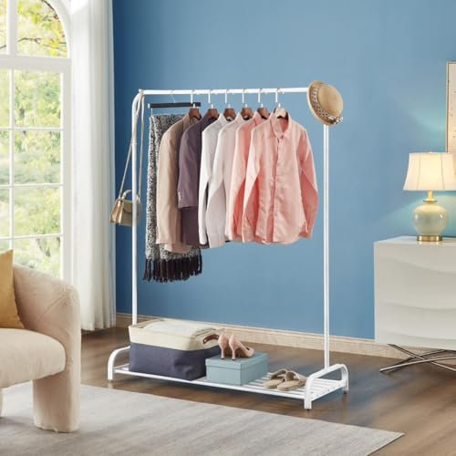 Direct Online Houseware Clothes Rail with Shoe Rack Small Clothes Rail Wardrobe, Clothes & Shoe Storage (White)