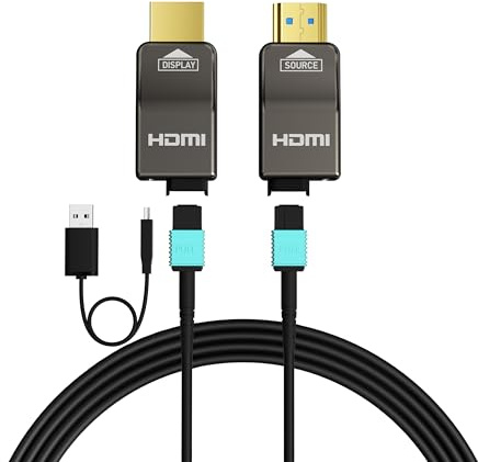 RUIPRO Câble HDMI 8K 200M Détachable en Fibre Optique Pure, Armé en Acier Inoxydable, HDMI 2.1 Ultra Haute Vitesse 48Gbps, 8K@60Hz 4K@120Hz, HDR, eARC, Compatible avec PS5, Xbox, TV, Projecteur