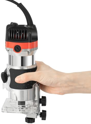 Barril eléctrico de 800 W con guía de cantos, caja de herramientas 30000 rpm para fresadora de madera, fresadora de bordes, taladrar con profundidad ajustable de 2 cm para la construcción de muebles