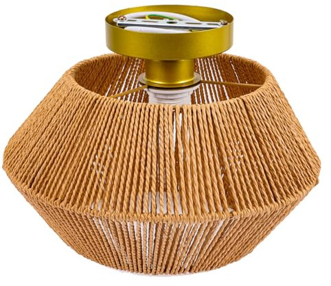 Gadpiparty Lampe Suspendue Rotin Tissé Plafonnier Bambou Pour Chambre Salle De Bain Couloir Hôtel