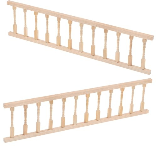 BESTonZON 2pcs Balustrade Miniature Bois pour Maison de Poupée | Rampe d'Escalier Mini Accessoire Décoratif DIY | Modèle Jouet Créatif Échelle 1:12